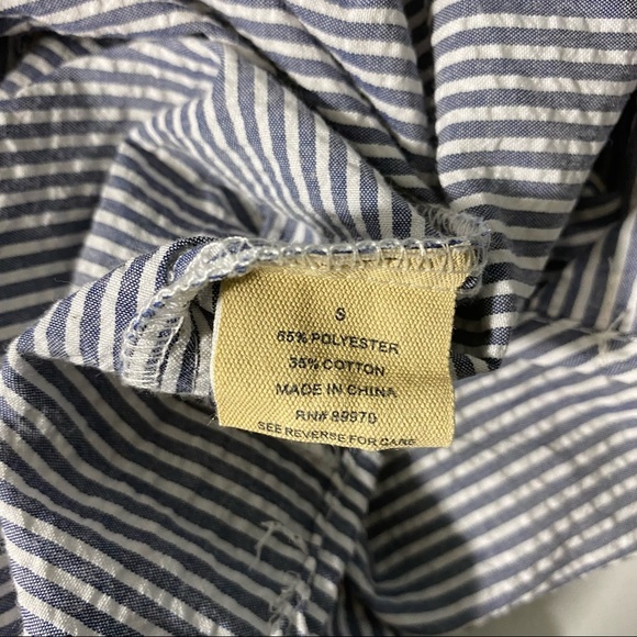 Love Notes Dress‎ MIDI Blue White Striped Tie Knot Sleeveless Size Small - Picture 7 of 8